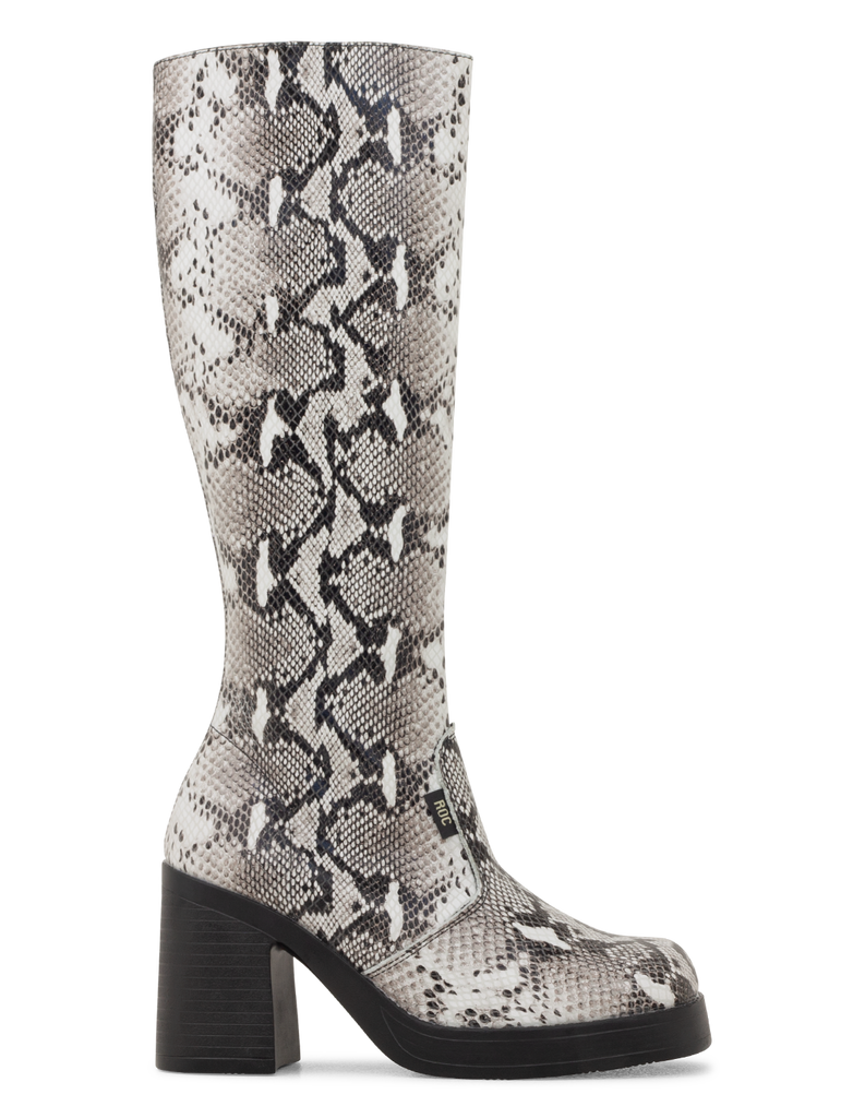 Black and white snake cheap boots